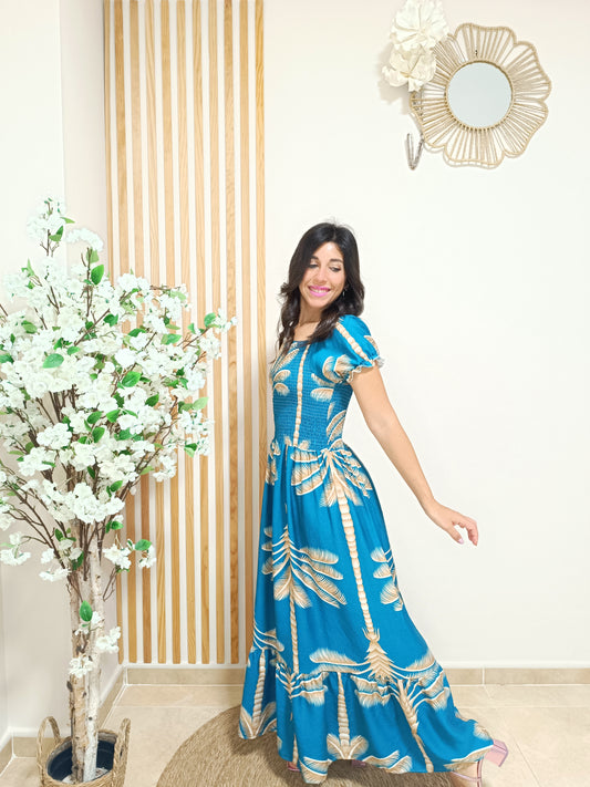 Vestido Mil Palmeras turquesa