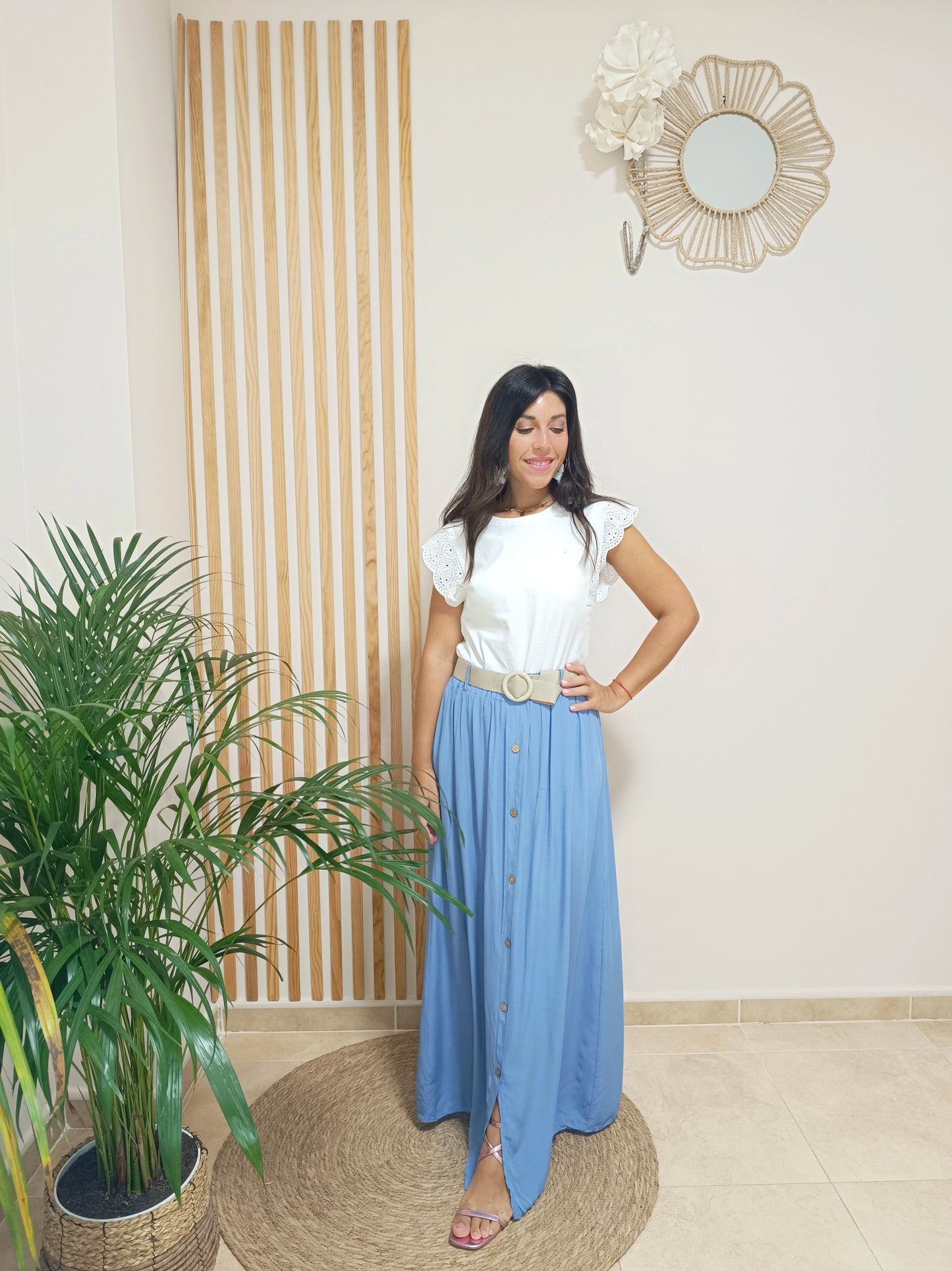 Falda Marian azul tejano