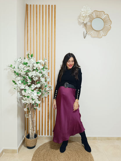 Falda satinada Gala burdeos