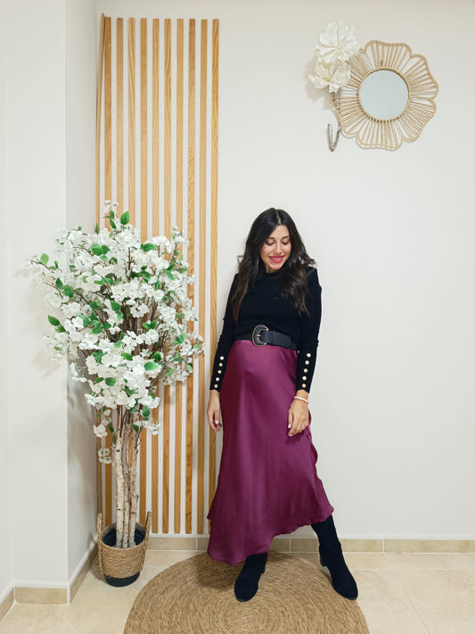 Falda satinada Gala burdeos