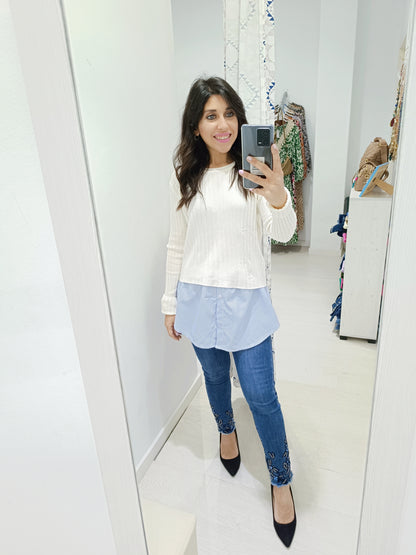 Faldón rayas azules