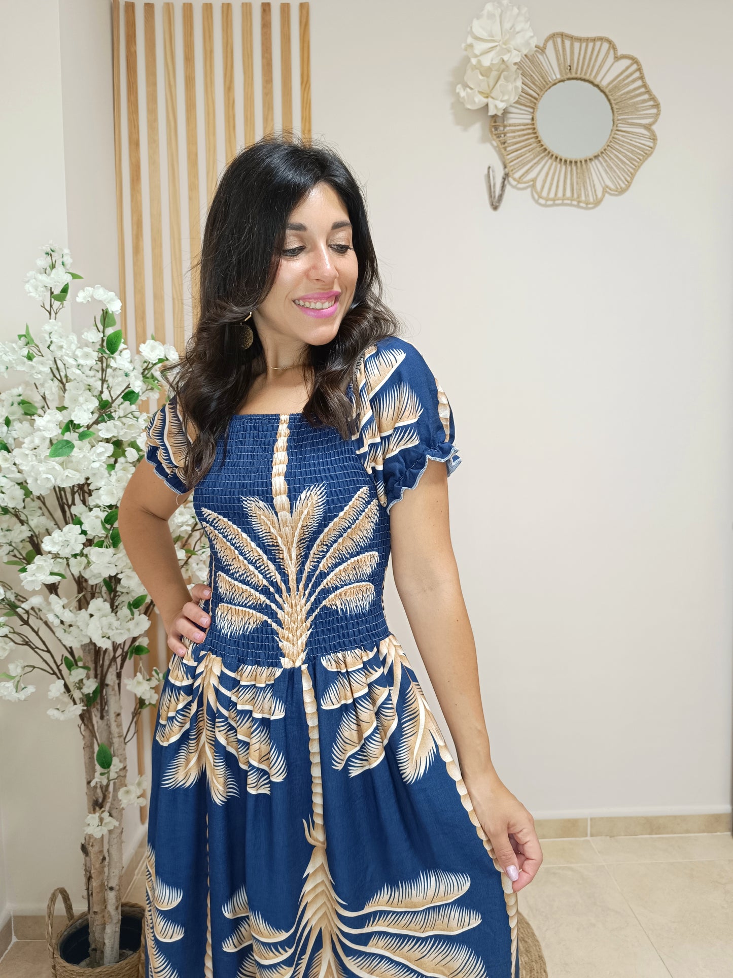 Vestido Mil Palmeras azul marino