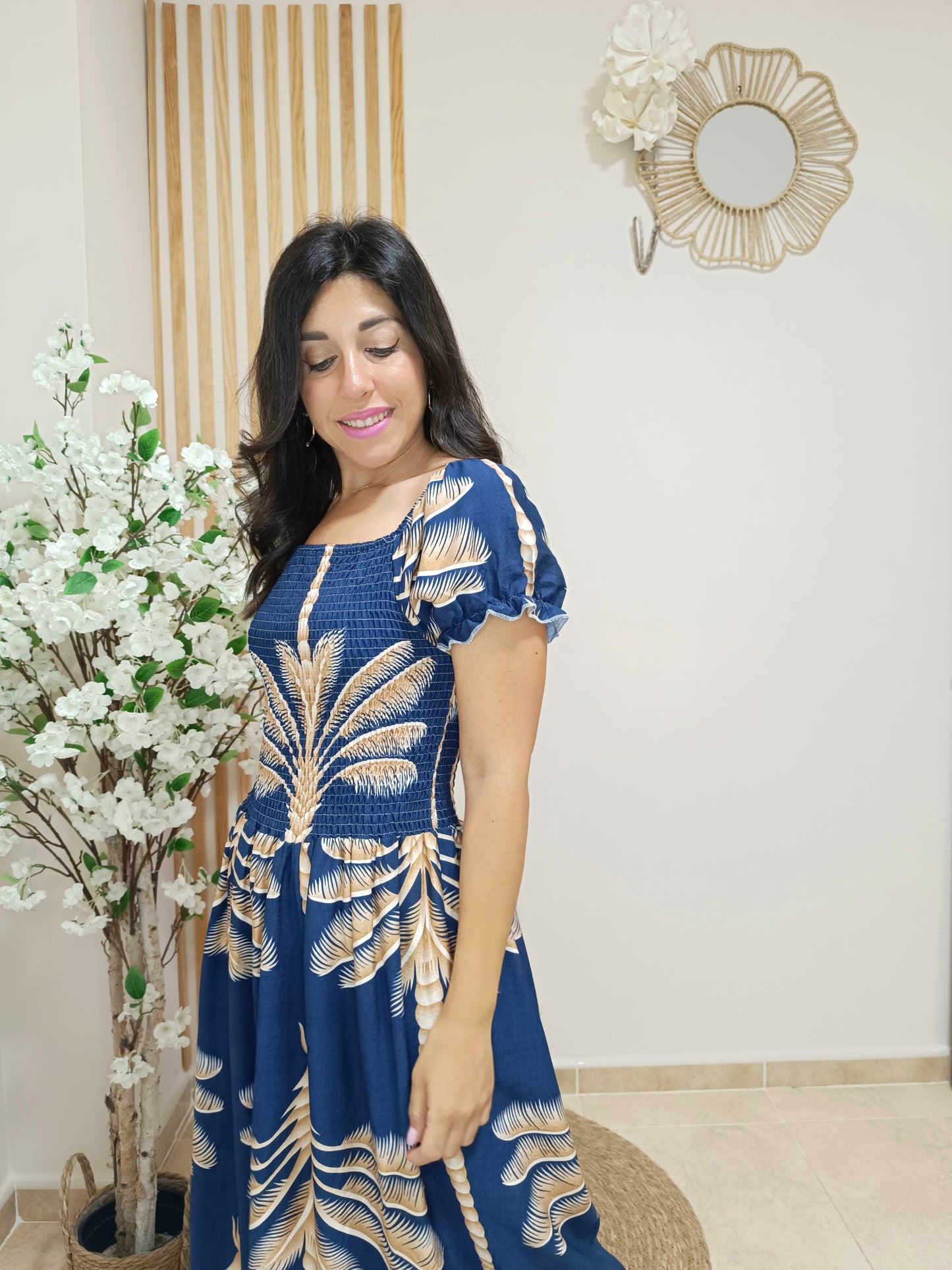 Vestido Mil Palmeras azul marino