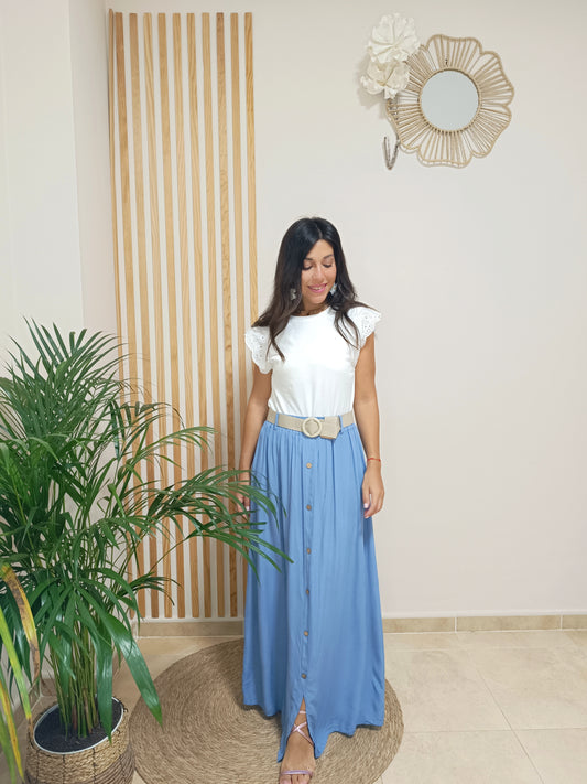 Falda Marian azul tejano