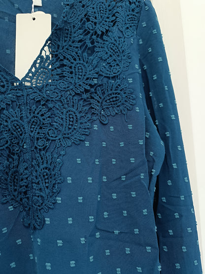 Blusa Victoria azul petróleo