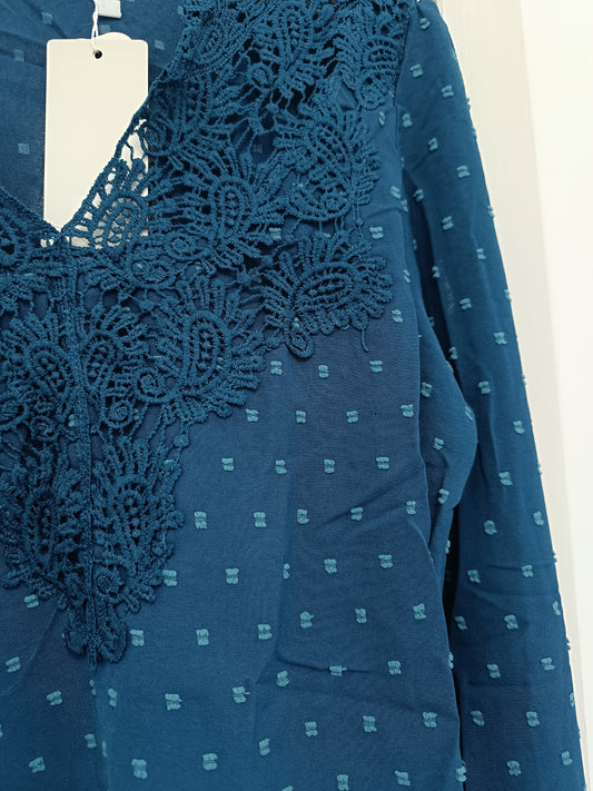 Blusa Victoria azul petróleo