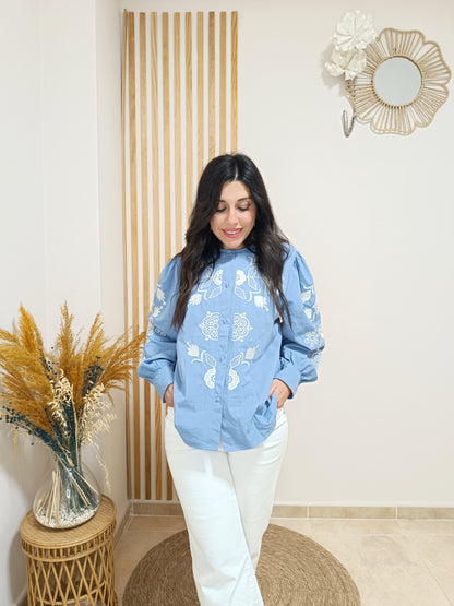 Camisa Eloísa azul tejano