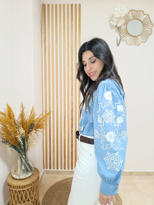 Camisa Eloísa azul tejano