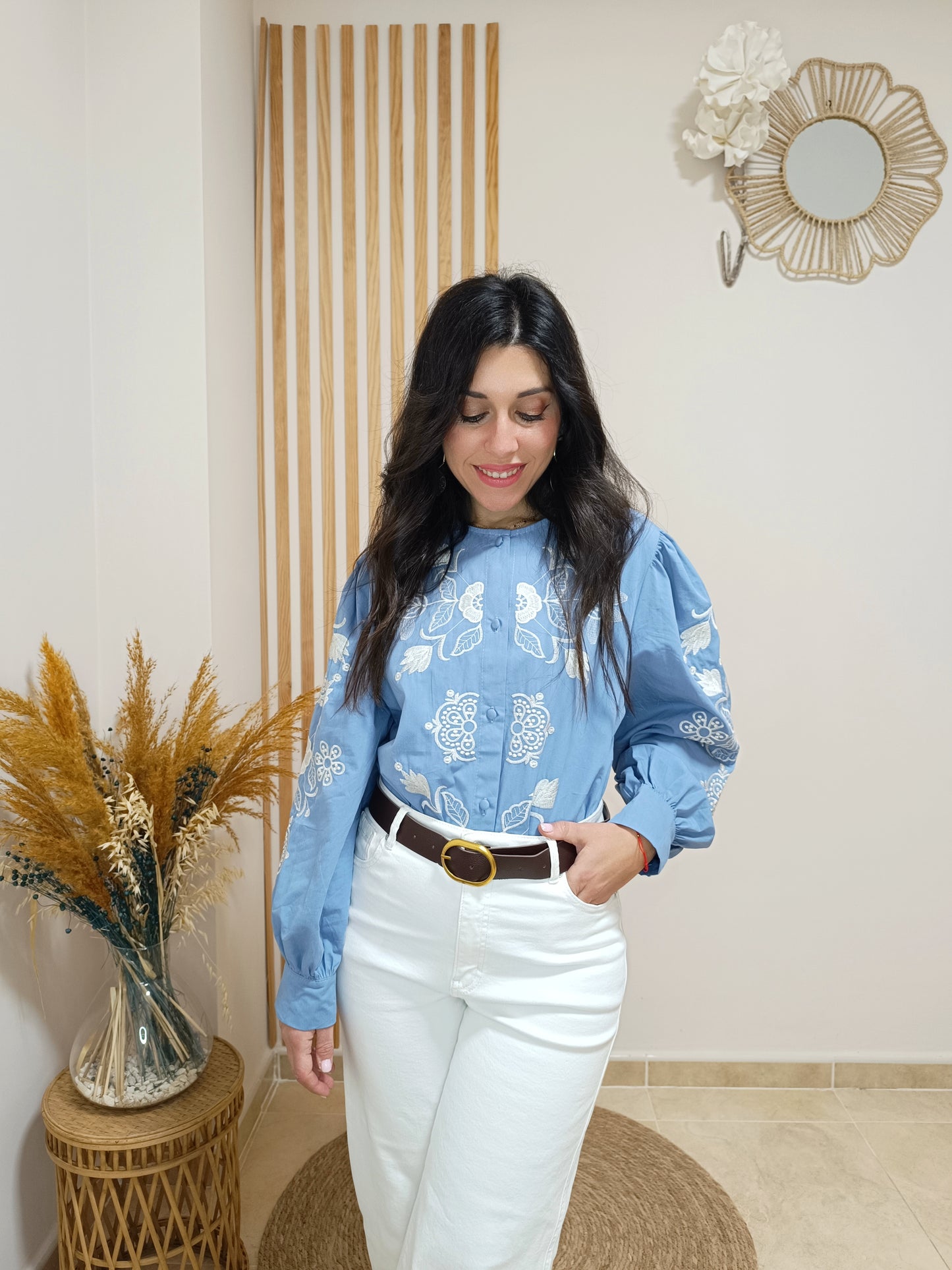 Camisa Eloísa azul tejano