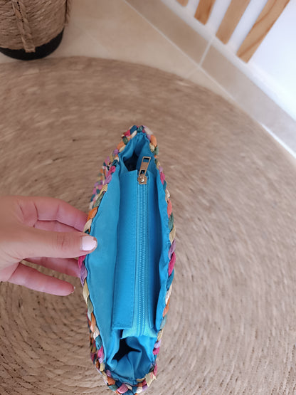 Bolso de rafia multicolor