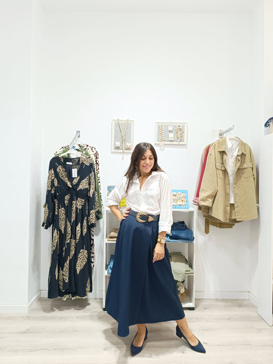 Falda Bristol azul marino