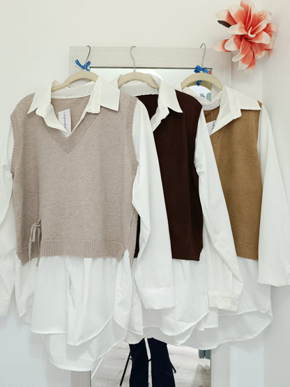 Jersey combinado Simoneta taupe