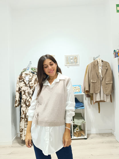 Jersey combinado Simoneta taupe