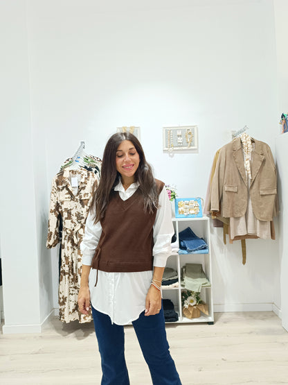 Jersey combinado Simoneta marrón chocolate