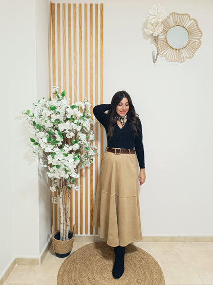 Falda antelina Carla cámel