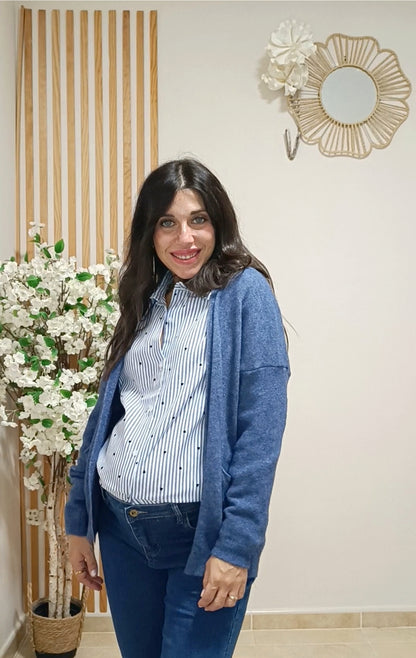 Chaqueta punto Hanna azul tejano