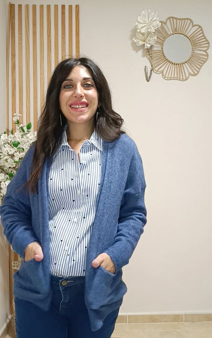 Chaqueta punto Hanna azul tejano