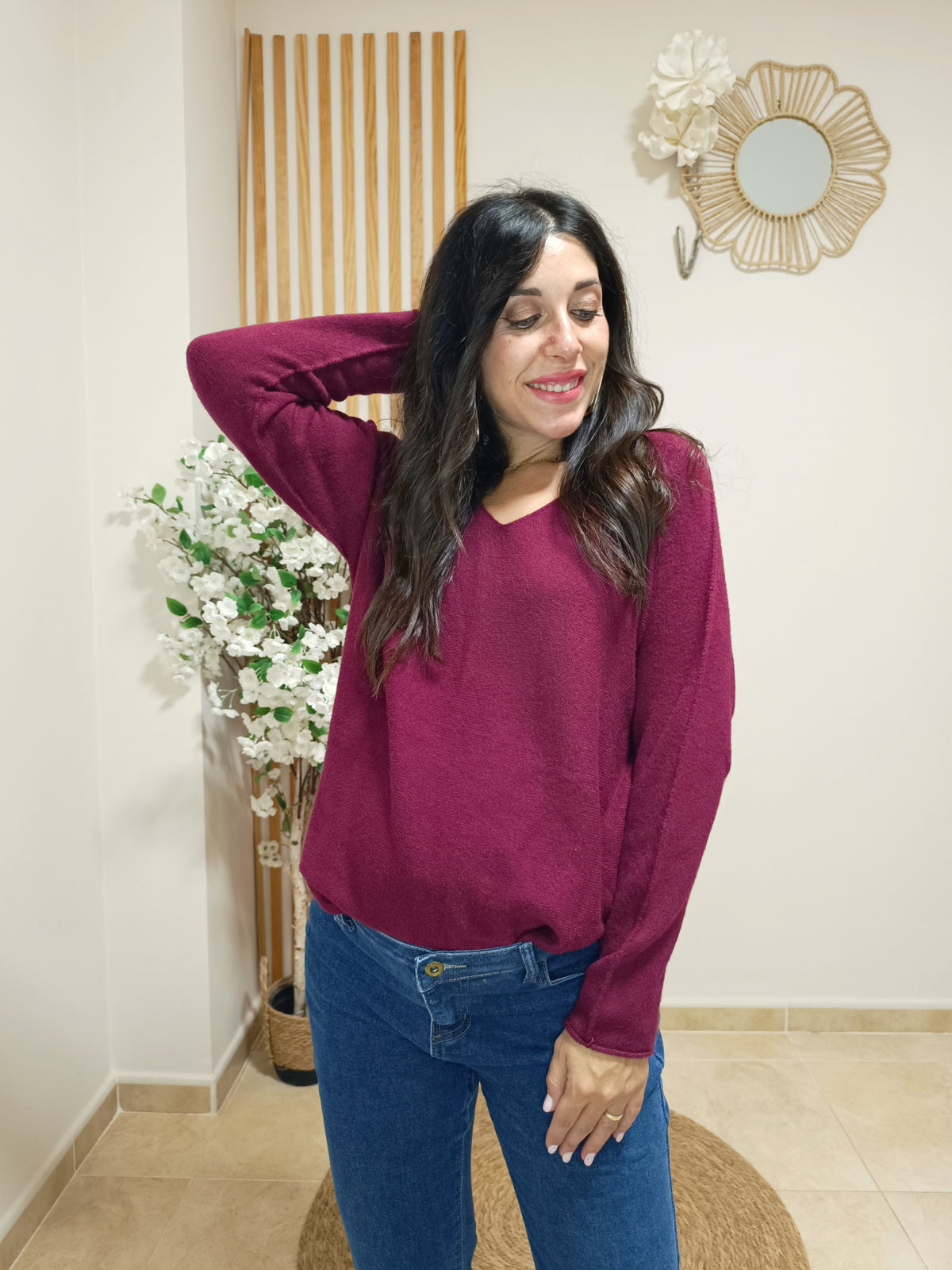 Jersey pico granate oversize