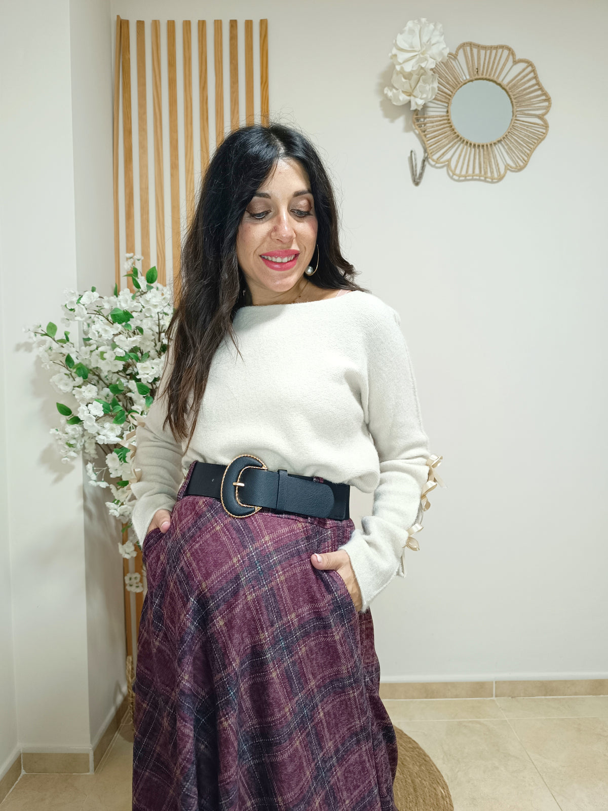 Falda Edimburgo granate