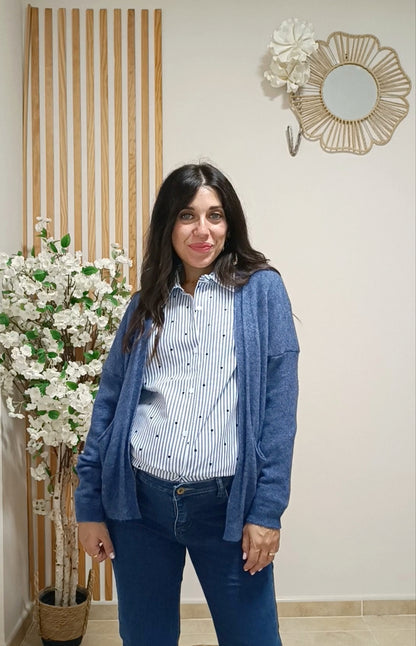 Chaqueta punto Hanna azul tejano