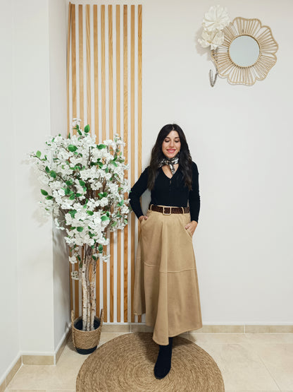 Falda antelina Carla cámel