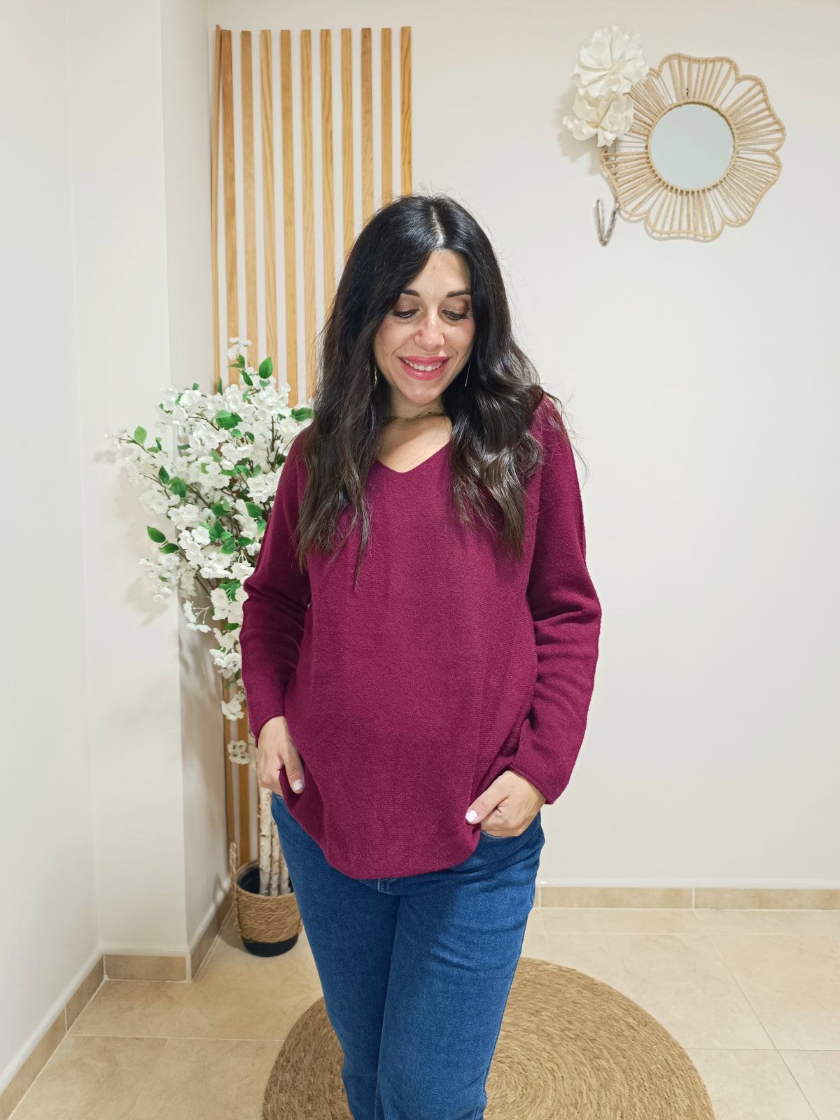 Jersey pico granate oversize