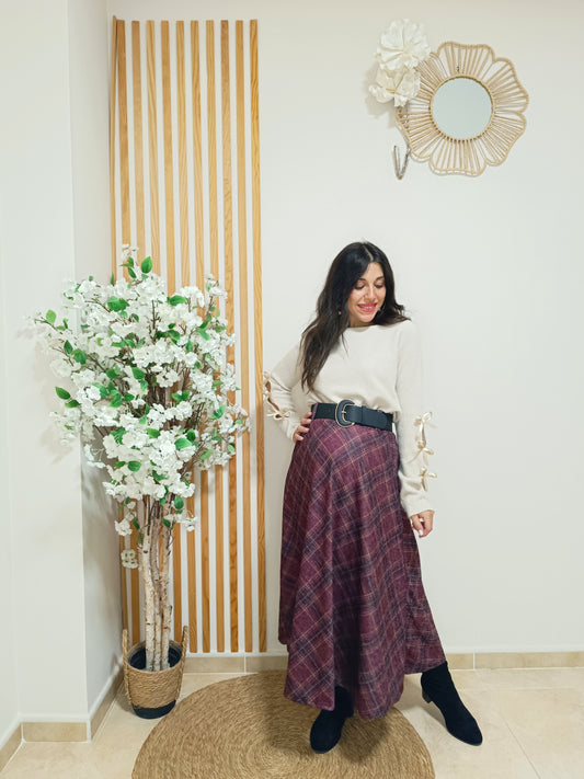 Falda Edimburgo granate